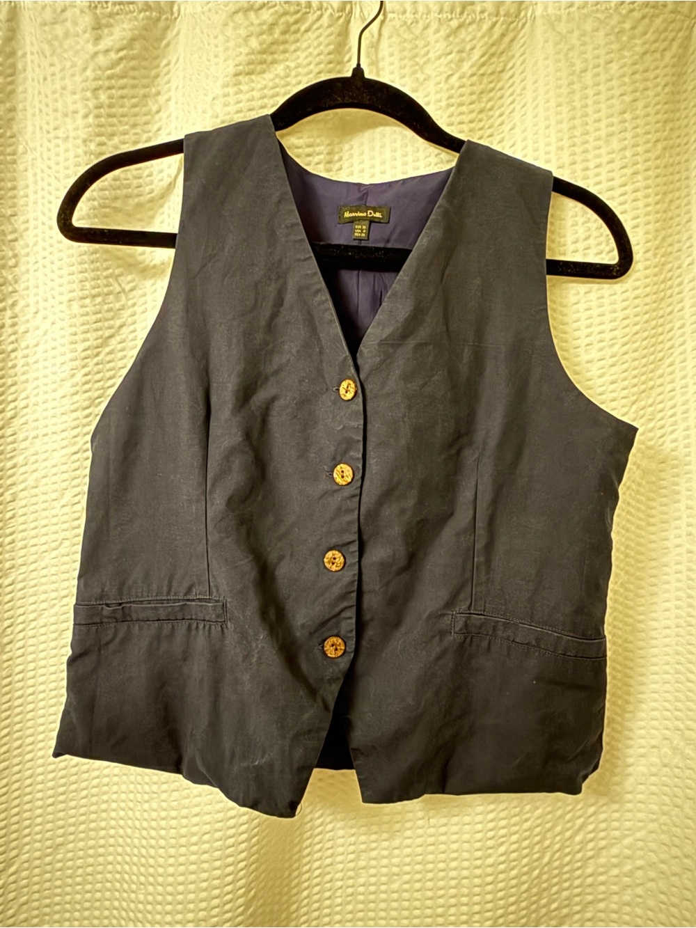 Massimo Tutti Linen Cotton Navy Blue Vest Sz US 4 EUR 36 Sleeveless Chic - Picture 2 of 9